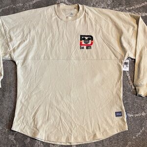 Disney Cream Long Sleeve Tee with Logo
